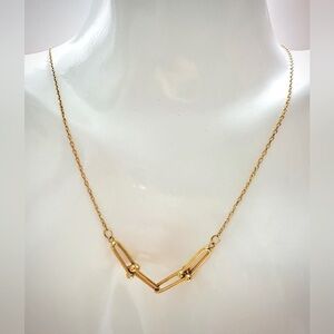 Centered Hardware Necklace. 💛 Real 18(18k) Karat Solid Gold Jewelry
